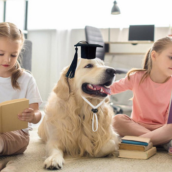 Шапка за дипломиране на малки домашни любимци Шапки за дипломиране на малки кучета с черен пискюл Мини шапка за дипломиране на животни Мини шапка за дипломиране на животни с