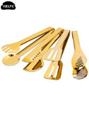 Ledo kubelio spaustukas Auksinis BBQ maisto žnyplės kepsnių spaustukas nerūdijantis tuščiaviduris pyragas, duona, kepsninė, kepimo segtukas Virtuvės reikmenys Virtuvės žnyplės