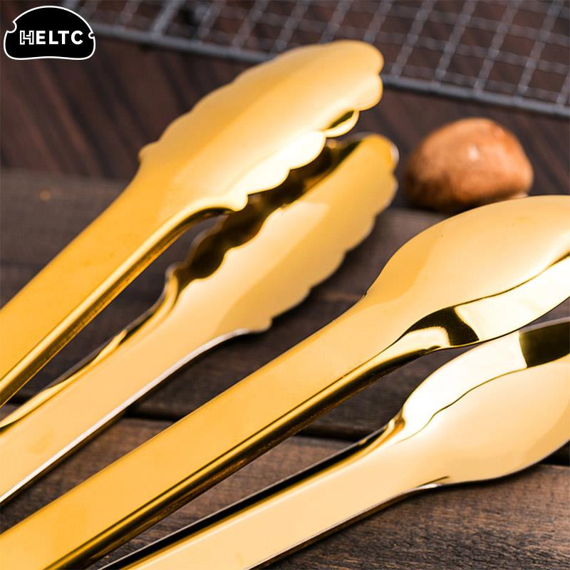 Ledo kubelio spaustukas Auksinis BBQ maisto žnyplės kepsnių spaustukas nerūdijantis tuščiaviduris pyragas, duona, kepsninė, kepimo segtukas Virtuvės reikmenys Virtuvės žnyplės