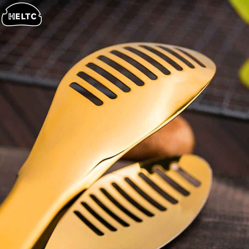 Ledo kubelio spaustukas Auksinis BBQ maisto žnyplės kepsnių spaustukas nerūdijantis tuščiaviduris pyragas, duona, kepsninė, kepimo segtukas Virtuvės reikmenys Virtuvės žnyplės