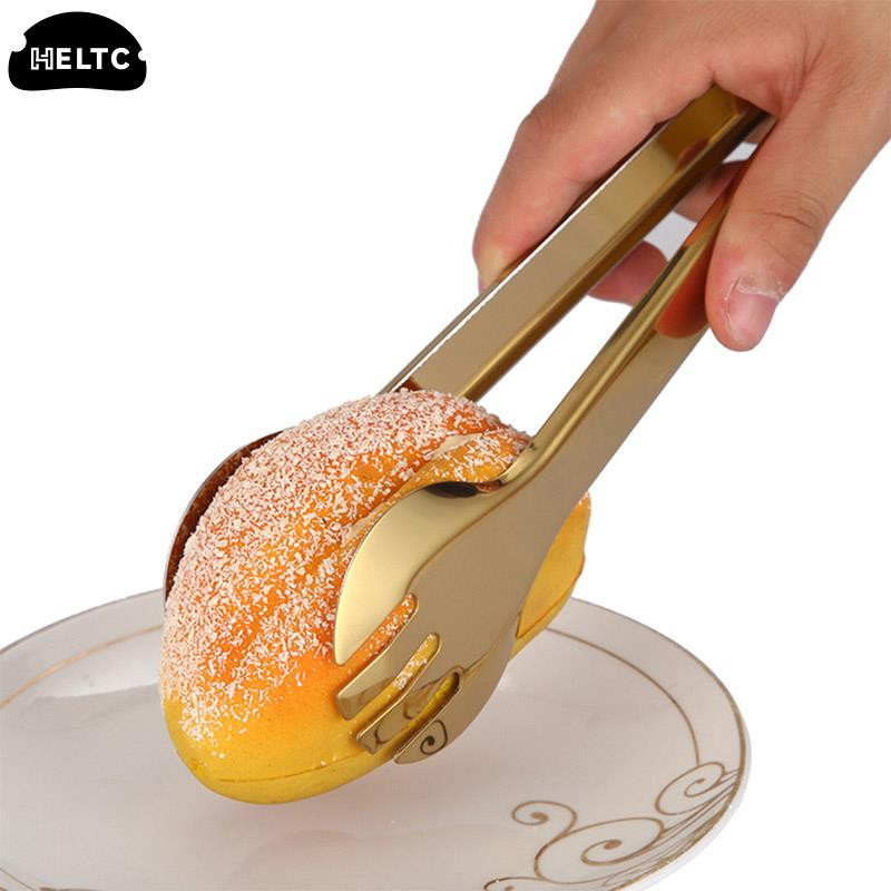 Ledo kubelio spaustukas Auksinis BBQ maisto žnyplės kepsnių spaustukas nerūdijantis tuščiaviduris pyragas, duona, kepsninė, kepimo segtukas Virtuvės reikmenys Virtuvės žnyplės