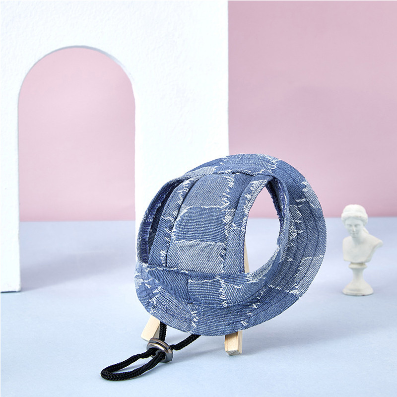 Καλοκαιρινή απόχρωση Καπέλο για κατοικίδια τζιν Καπέλα κουβά για κατοικίδια με τρύπες για τα αυτιά Καπέλο για σκύλους με στρογγυλό γείσο Εξωτερικό καπό ηλίου Καπέλο γάτας Αξεσουάρ για κατοικίδια