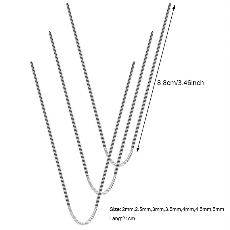 3db fonal kötőtű kábel kör alakú tűk dupla hegyes fém rugalmas horgokkal zoknihoz barkácsolás kézműves varróeszköz