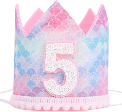 Rozā nāriņas svari kroņa nāriņas mazuļa 6. dzimšanas dienas ballīte Viena gada cepure Bērnu princese Daudz laimes 1. nāriņas meitenes 2. dzimšanas dienā