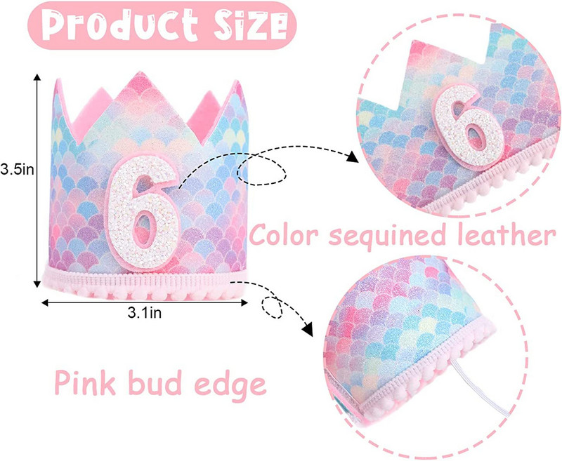 Rozā nāriņas svari kroņa nāriņas mazuļa 6. dzimšanas dienas ballīte Viena gada cepure Bērnu princese Daudz laimes 1. nāriņas meitenes 2. dzimšanas dienā