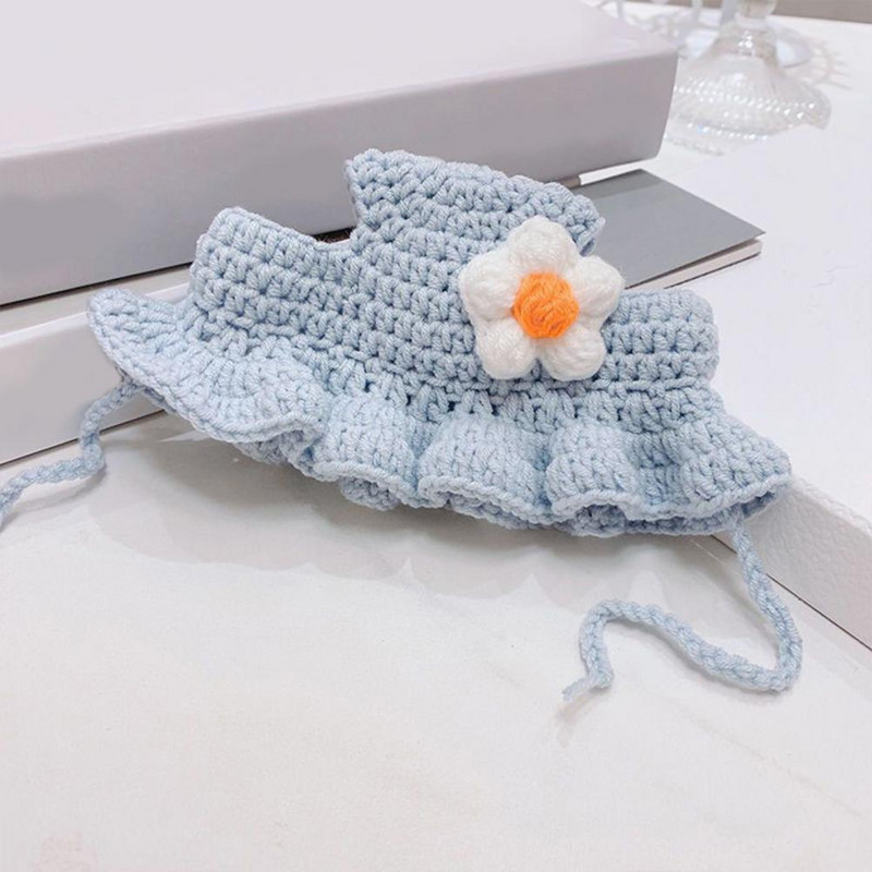 Jauka kucēnu cepure ar augstu elastību Jauka mājdzīvnieka regulējama siksniņa trikotāžas cepure Jauki aizsargājošu ādu mājdzīvnieku cepure ballītei