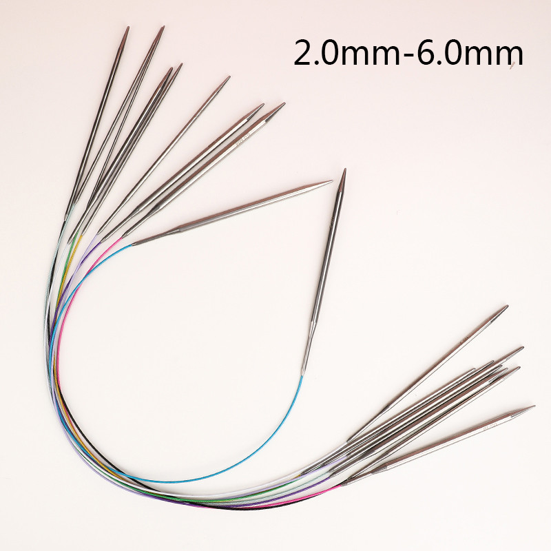 2,0-6,0 mm-es 60 cm-es színes, rozsdamentes acél kör alakú kötőtűk Horgolt tűk kötéshez barkácsolás szövőtű tű kézműves eszköz