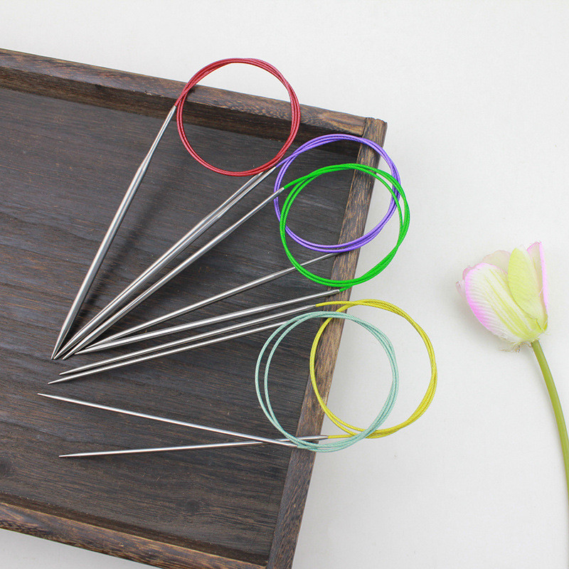2,0-6,0 mm-es 60 cm-es színes, rozsdamentes acél kör alakú kötőtűk Horgolt tűk kötéshez barkácsolás szövőtű tű kézműves eszköz