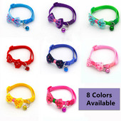 1Gb Jauka kaķa kakla siksna Maza kucēnu kaķa kaklasiksna Bow kaķēns Kaķu kaklasiksna Bowknot kaklarota ar zvaniņu suņiem Čivavas mājdzīvnieku piederumi