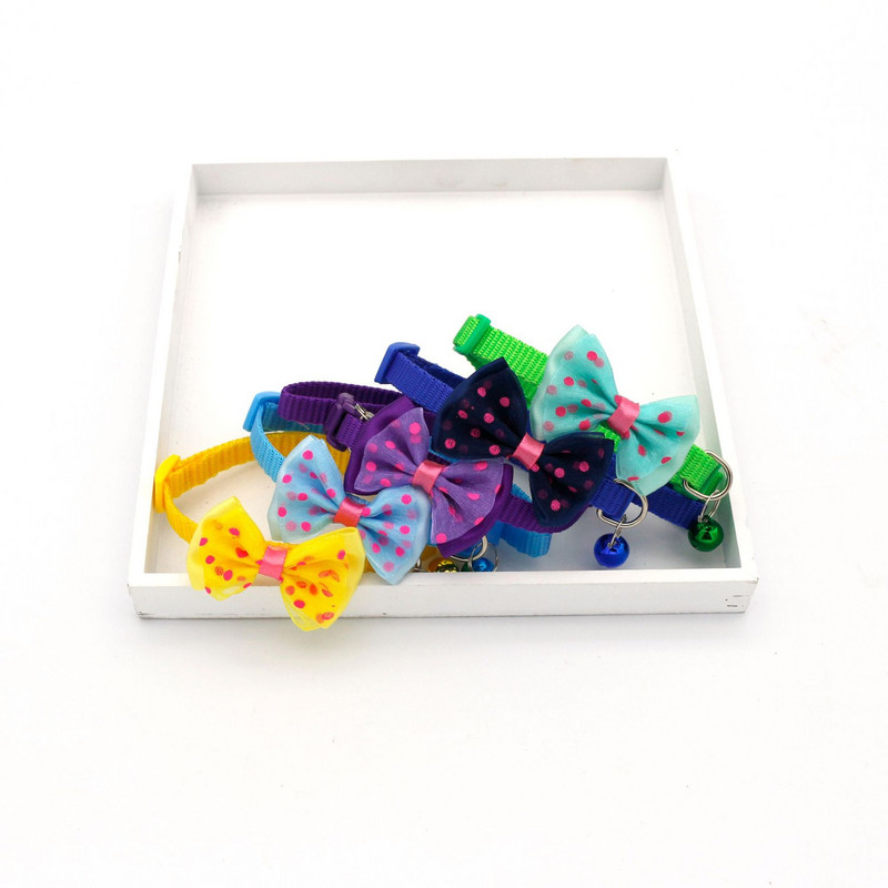 1Gb Jauka kaķa kakla siksna Maza kucēnu kaķa kaklasiksna Bow kaķēns Kaķu kaklasiksna Bowknot kaklarota ar zvaniņu suņiem Čivavas mājdzīvnieku piederumi