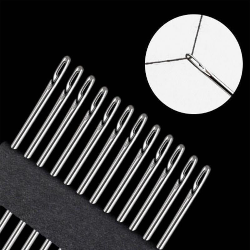 Tű vakok idősek számára Kézi varrás Háztartási tű ruhavarráshoz Rozsdamentes acél gyors, automatikus lyukasztótűkészlet