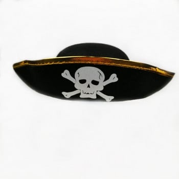 Cosplay Party Pirate Captain Skull Hat Ball Supplies Gold Trim Pirate Funny Hat