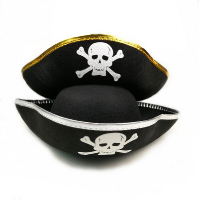 Cosplay Party Pirate Captain Skull Hat Ball Supplies Gold Trim Pirate FunnyHat