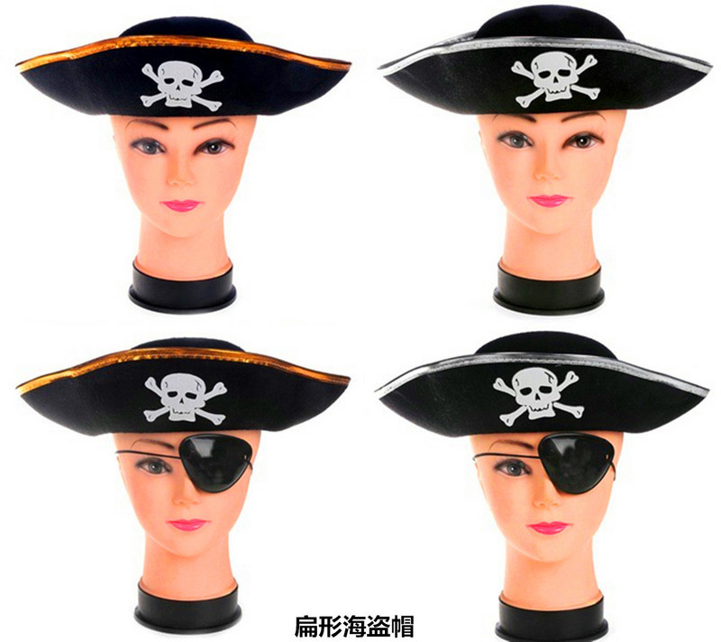Cosplay Party Pirate Captain Skull Hat Ball Supplies Gold Trim Pirate FunnyHat