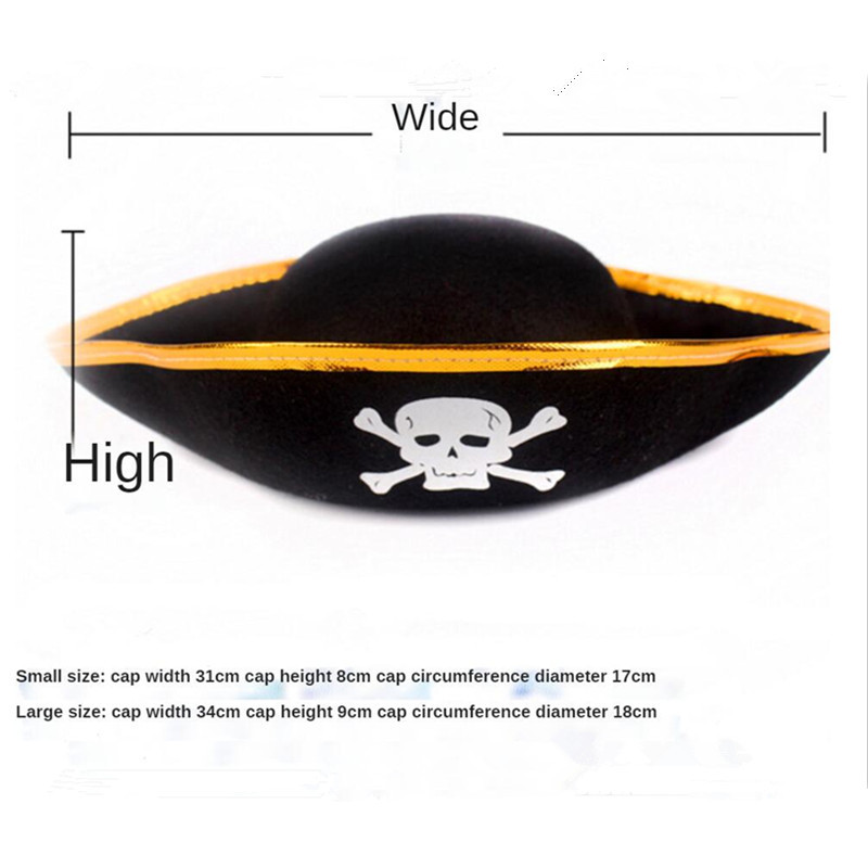 Cosplay Party Pirate Captain Skull Hat Ball Supplies Gold Trim Pirate FunnyHat
