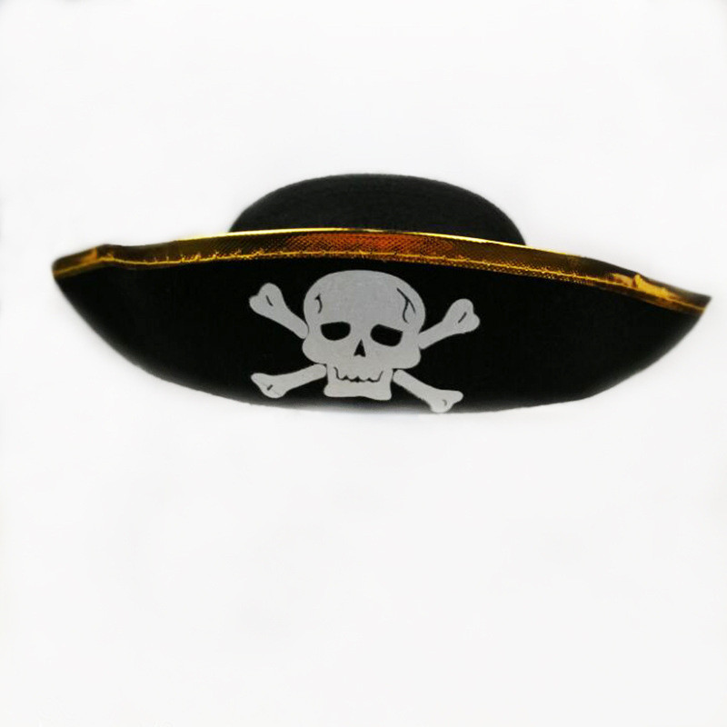 Cosplay Party Pirate Captain Skull Hat Ball Supplies Gold Trim Pirate FunnyHat
