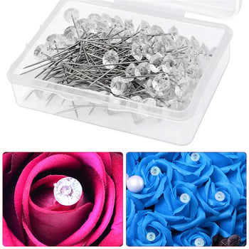 MIUSIE 3 Μέγεθος 100/40/20Pcs Sparkle Diamond Pins Κρυστάλλινα Head End Wedding Corsage Boutonniere Floral Bouquet Pins with Box