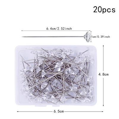 MIUSIE 3 Izmērs, 100/40/20 gab. Dzirkstošās dimanta piespraudes, kristāla galvas gala kāzu korsāžas Boutonniere ziedu pušķu piespraudes ar kastīti