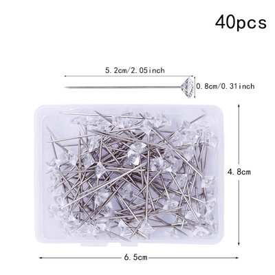 MIUSIE 3 Izmērs, 100/40/20 gab. Dzirkstošās dimanta piespraudes, kristāla galvas gala kāzu korsāžas Boutonniere ziedu pušķu piespraudes ar kastīti