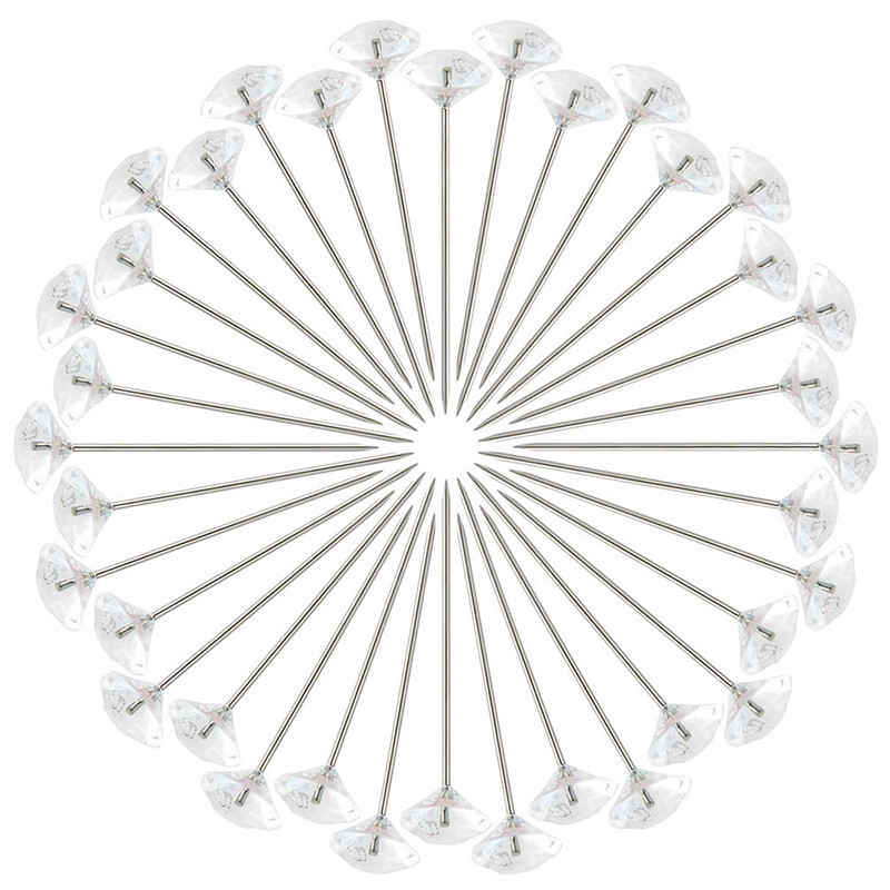 MIUSIE 3 Izmērs, 100/40/20 gab. Dzirkstošās dimanta piespraudes, kristāla galvas gala kāzu korsāžas Boutonniere ziedu pušķu piespraudes ar kastīti