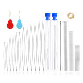 1 komplekts pērļošanas adatas ar plastmasas uzglabāšanas pudeles atveramām izliektām pērlīšu adatu tapām, kas paredzētas DIY rotaslietu kaklarotas ar rokām darināšanas instrumentiem