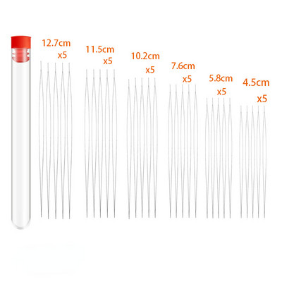 1 komplekts pērļošanas adatas ar plastmasas uzglabāšanas pudeles atveramām izliektām pērlīšu adatu tapām, kas paredzētas DIY rotaslietu kaklarotas ar rokām darināšanas instrumentiem