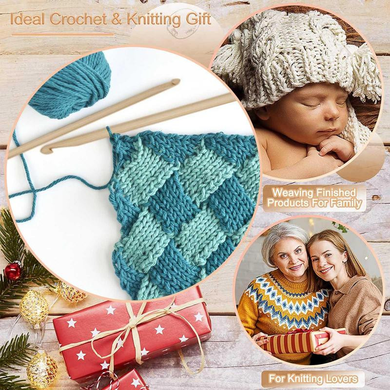 Kétvégű bambusz horgolt tunéziai horgolótűk kötőtű készlet, ergonómikus szövésű kézműves horgolt horog a házi barkácsolás szerelmeseinek