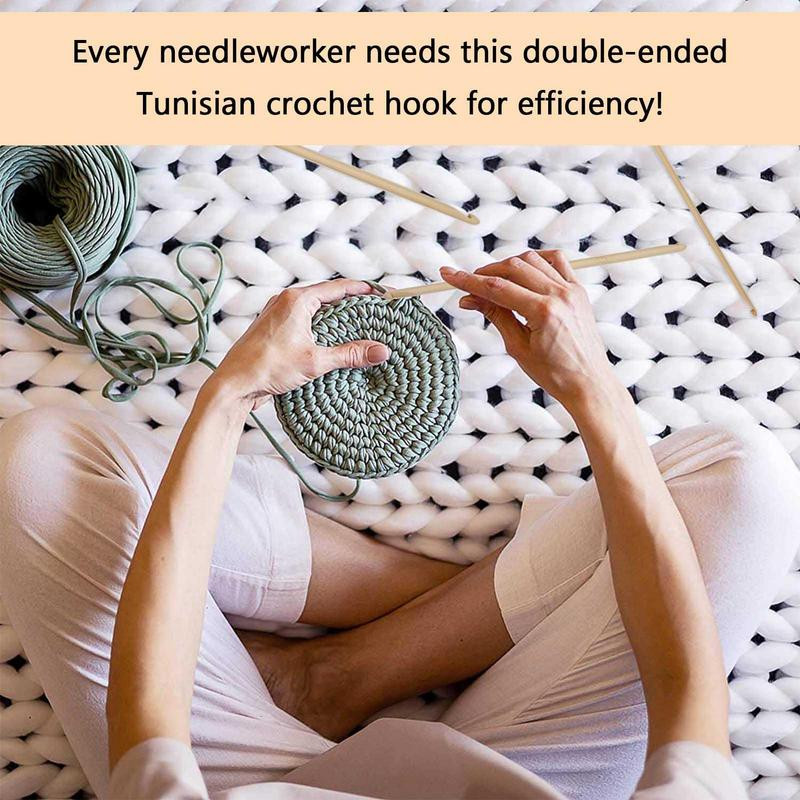 Kétvégű bambusz horgolt tunéziai horgolótűk kötőtű készlet, ergonómikus szövésű kézműves horgolt horog a házi barkácsolás szerelmeseinek