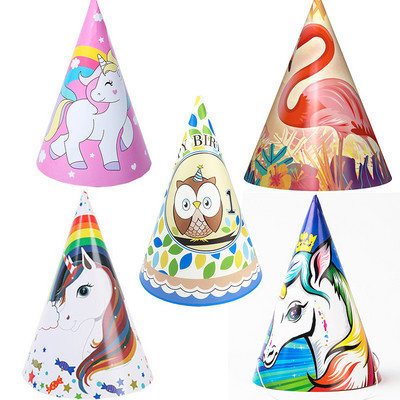 12 бр./лот Rainbow Unicorn Парти хартиени шапки еднорог шапки за деца Честит рожден ден Парти консумативи детски подаръци
