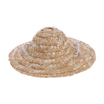 Pet Hat Dog Ψάθινο καπέλο Pet for CAT Καπέλο με ρυθμιζόμενο λουρί Sombrero Size S/L Pet Dog for CAT Αξεσουάρ κοστουμιών