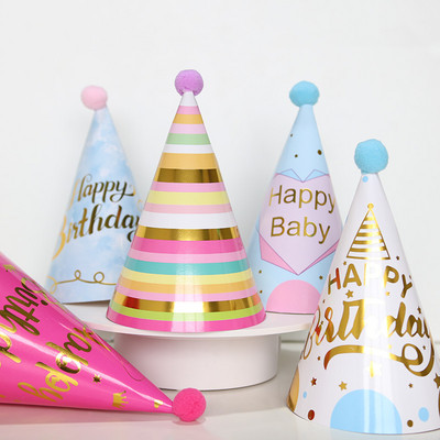 1 бр. Честит рожден ден Шапки за парти на точки Направи си сам парти шапки с конус Шапка Момче Момиче Деца Baby Shower Декорация за рожден ден Подаръци Доставка