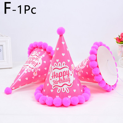 Dzimšanas dienas cepures Baby Kid Varavīksnes dzimšanas dienas ballītes cepure Bērnu kroņa dekorēšana Pompons Papīra vāciņš Karikatūras rakstu festivāla dzimšanas dienas cepure