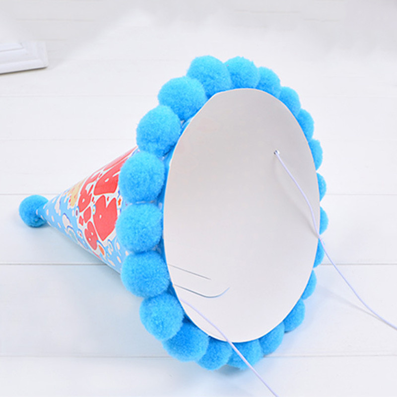 Dzimšanas dienas cepures Baby Kid Varavīksnes dzimšanas dienas ballītes cepure Bērnu kroņa dekorēšana Pompons Papīra vāciņš Karikatūras rakstu festivāla dzimšanas dienas cepure