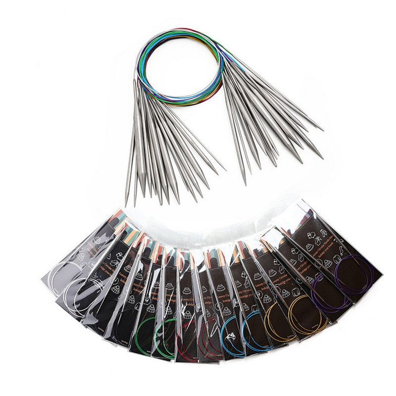 40/100 cm-es kör alakú kötőtűk fémtűk rozsdamentes acél horgolótűk barkácsolás kézműves szövés kézimunka kellékek varrótűk