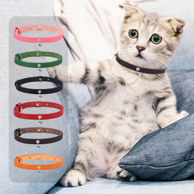 Kisállat kutya nyakörv csengő marhabőr nyakörv macskáknak kutyák nyaklánc macska cica nyakörv kisállat nyaklánc perro ошейник для собак