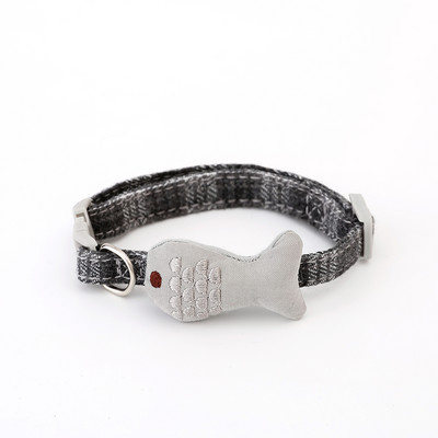 Puha Fish Design nyakörv Gatto Collier Anti Puces Chat Szilárd és biztonságos nyakörvek Állítható Chihuahua Bulldog bársony nyakpánt