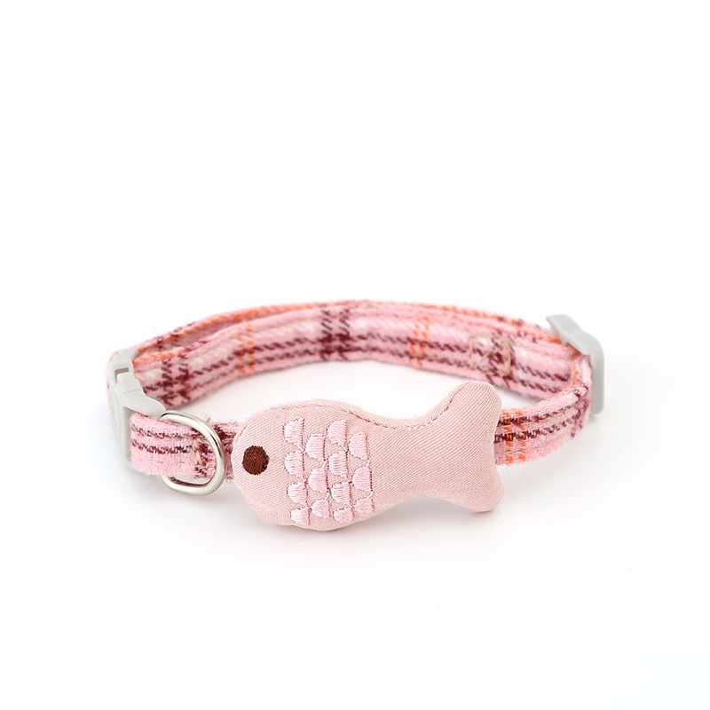 Puha Fish Design nyakörv Gatto Collier Anti Puces Chat Szilárd és biztonságos nyakörvek Állítható Chihuahua Bulldog bársony nyakpánt