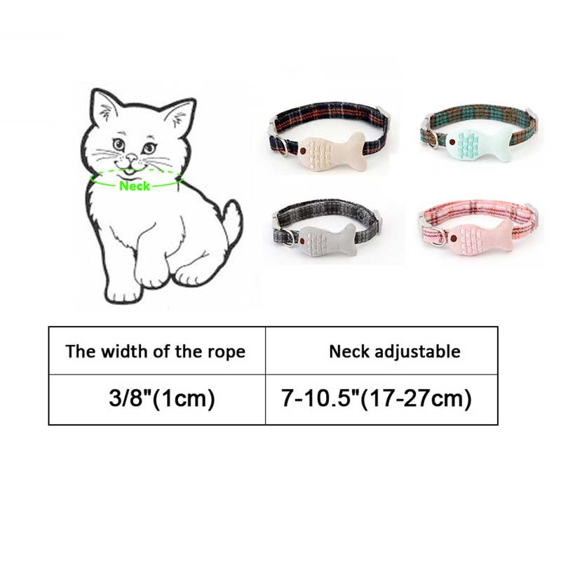 Puha Fish Design nyakörv Gatto Collier Anti Puces Chat Szilárd és biztonságos nyakörvek Állítható Chihuahua Bulldog bársony nyakpánt