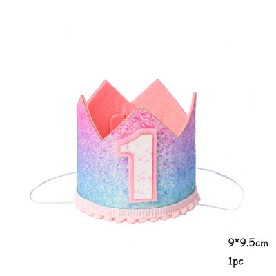 Krāsaina varavīksnes kroņa cepure 1-3 th Kids Fishtail Cepure ar virvi Daudz laimes dzimšanas dienā Galvas saite Nāriņas ballītes dekora papīra cepure