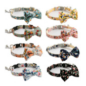 Daisy Sunflower Print Audums kokvilnas suņu apkakles siksna Mājas kaķa tauriņš Jauka kakla siksniņa zila rozā tauriņš jauks mazam vidējam sunim