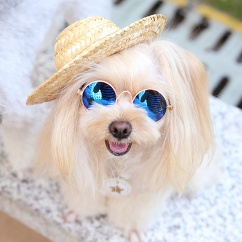 Καλοκαίρι μόδας 2019 1 τεμ. Pet Dog Cat Cool Ψάθινο καπέλο Καπέλα ηλίου Προμήθειες για κουτάβια Αξεσουάρ για κατοικίδια σε στυλ Χαβάης Σκύλοι Γάτες Καπέλα