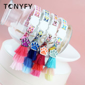 Χαριτωμένο κολάρο γάτας με φούντα καμπάνας, έγχρωμη ρομβική εκτύπωση, κολάρο κατοικίδιων, φωτεινά νύχια γάτας Νυχτερινό κολάρο για κουτάβι γατάκι κατά της απώλειας