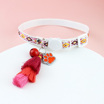 Χαριτωμένο κολάρο γάτας με φούντα καμπάνας, έγχρωμη ρομβική εκτύπωση, κολάρο κατοικίδιων, φωτεινά νύχια γάτας Νυχτερινό κολάρο για κουτάβι γατάκι κατά της απώλειας