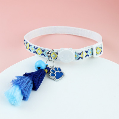 Χαριτωμένο κολάρο γάτας με φούντα καμπάνας, έγχρωμη ρομβική εκτύπωση, κολάρο κατοικίδιων, φωτεινά νύχια γάτας Νυχτερινό κολάρο για κουτάβι γατάκι κατά της απώλειας