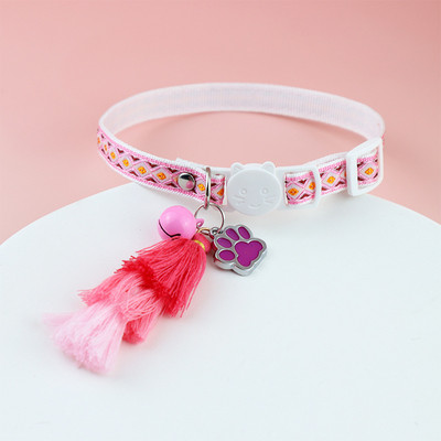 Χαριτωμένο κολάρο γάτας με φούντα καμπάνας, έγχρωμη ρομβική εκτύπωση, κολάρο κατοικίδιων, φωτεινά νύχια γάτας Νυχτερινό κολάρο για κουτάβι γατάκι κατά της απώλειας