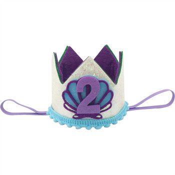 1 τεμ Mermaid Shell Number 1 2 3 Crown Happy Birthday Hat Headband Hairband Photo Props Baby Shower 1st Birthday Party Διακόσμηση