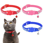 Ātri nolaižama kaķēna kaķa kaklasiksna, mīksta Blinga kalnu kristāla kaķu kaklarotas rotaslietas ar zvaniņiem kucēnu suņu mājdzīvnieku aksesuāri