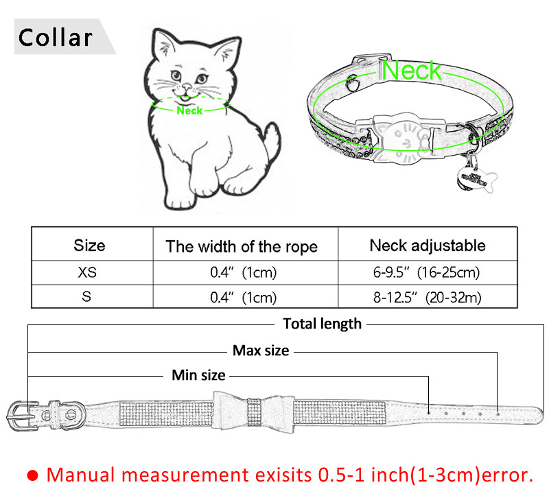 Ātri nolaižama kaķēna kaķa kaklasiksna, mīksta Blinga kalnu kristāla kaķu kaklarotas rotaslietas ar zvaniņiem kucēnu suņu mājdzīvnieku aksesuāri