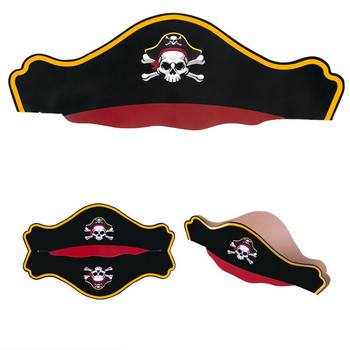 1 τεμ. Αποκριάτικη διακόσμηση Skull Paper Pirate Hat for Kids Party Cosplay Props Halloween Masquerade Party Decor Decor DIY