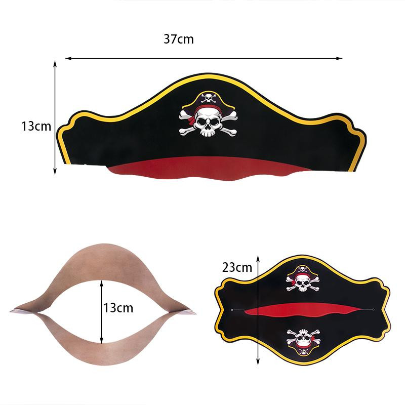 1gb Helovīna dekorācijas galvaskausa papīra pirātu cepure bērniem ballītei, kospleja rekvizīti Helovīna masku ballīšu dekorēšanai, DIY piederumi